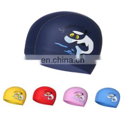 Swimming Cap Cartoon Boys Girls PU Children Waterproof Dolphins Swimming Caps Kids Swim Pool Hats Ear Protector Baby Diving Hat