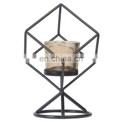 New design creative geometric metal candlestick holders romantic iron candle holders candlelight dinner desktop decoration