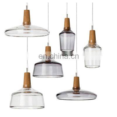 Creative bedroom lamp dining room small chandelier glass chandelier three-end bar cafe solid wood chandelier