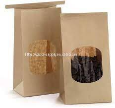 kraft paper bag printed packaging brown handle paper bags with window plain food grocery packaging bags