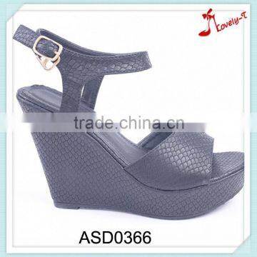 Factory direct selling italian fashion women snakeskin shoes summer wedge sandals 2016