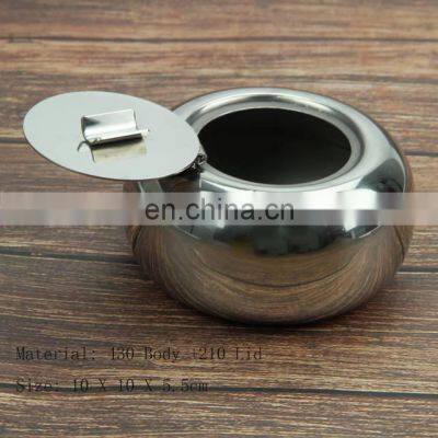 High Quality Stainless Steel Modern Tabletop Ashtray With Lid Indoor photo-4