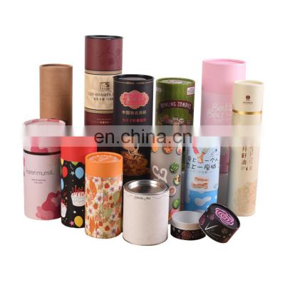 Custom white round chinese tea gift packaging box cardboard cylindrical box with handle