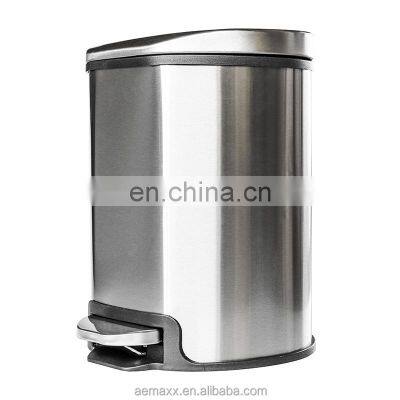 High quality fingerprint proof soft closed SS trash can stay open function lid with strong steel pedal Apple lid shape bin