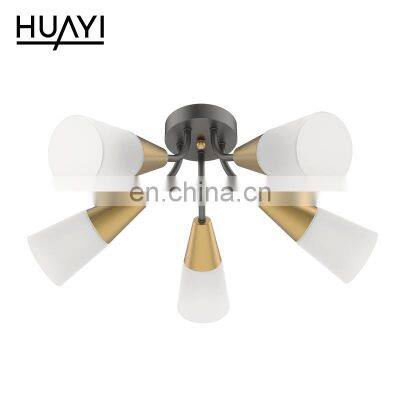HUAYI High Quality Decorate Led Ceiling Lamp Surface Mounted Glass Cone Shape E14 Indoor Ceiling Light photo-4