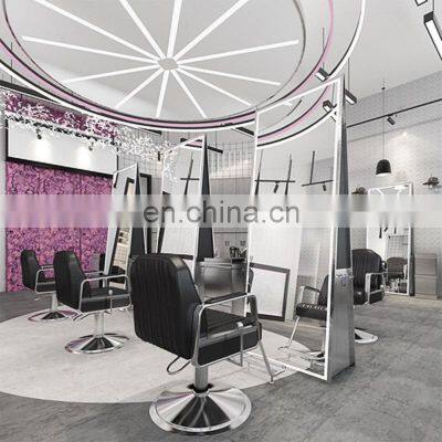 European Wall Mirror Beauty Salon Hairdressing Gold Led Lighted Black Aluminum Framed Mirror photo-5