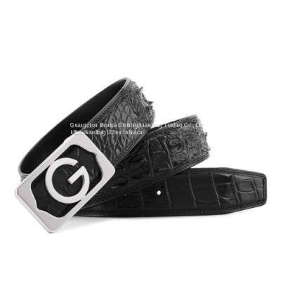 Crocodile Leather Belt Men's Genuine Leather Business Casual Thailand High-End Pants Belt G Letter Without Stitching Belt photo-3