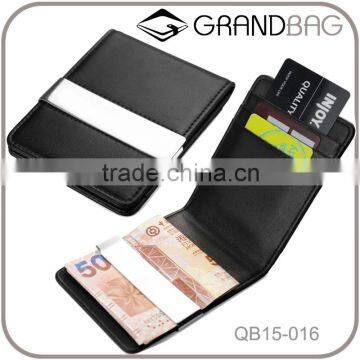 New men bifold leather card holder with removable money clip holder for gift