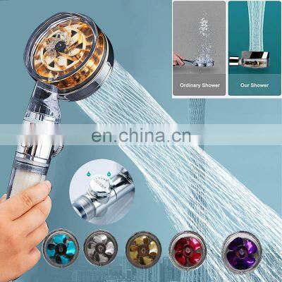 Factory Wholesale High Pressure Power Vortex 360 Fan Rainfall Shower Head Pressurized Propeller Showerhead Bathroom