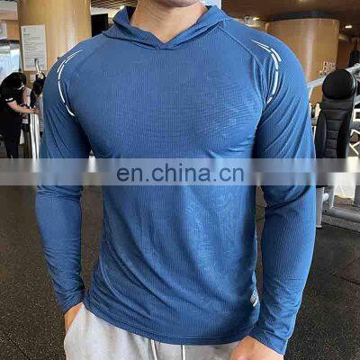Wholesale Mens 100% Polyester Fabric Sport Designed Embossed Tshirts With Hoodie High Quality Tshirt Custom photo-4
