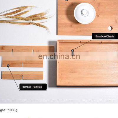 Bamboo Household Six Grid With Lid Dried Fruit Candy Melon Nut Assortment Box Snack Dry Food Storage Box Pantry Organizer photo-5