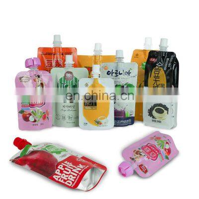 Customized printing Plastic juice bag Aluminum foil Leakproof bag Juice spout pouch  stand up bag with cap