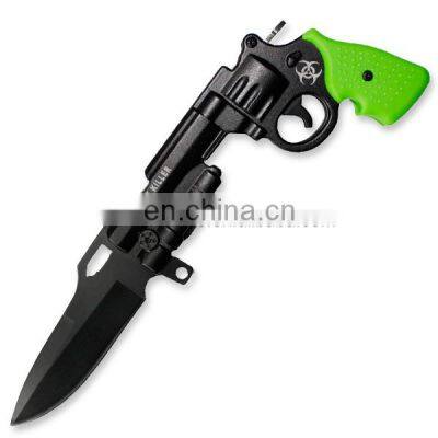 Stainless steel Gun Shaped  Folding  pocket survival knife