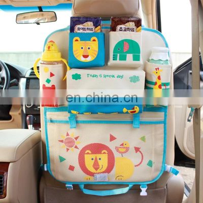 Cute Cartoon Car Back Seat Organizer for Kids Children Baby Multi-function Car Seat Back Storage Hang Bag Pocket Foldable