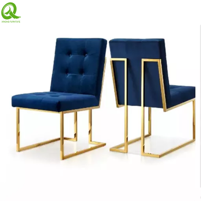 Hot Sales Polished Stainless Steel Restaurant Chair Blue Velvet Dining Chair For Home Hotel Restaurant