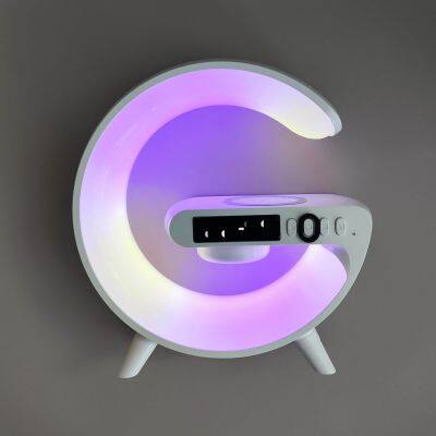 Bluetooth G Shaped Speaker with Smart Colorful Atmosphere Lamp Mobile Phone Wireless Charging Table RGB LED Night Light