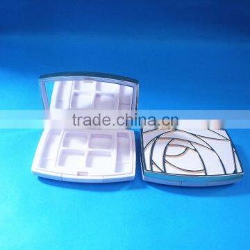 White Square Eye Shadow Case With Gild Cap, Empty Cosmetic Eyeshadow Case With Gold Rose Cover photo-2