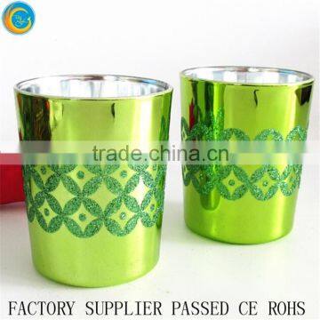 2016 Newest Morden Green Glitter Design Glass Votive Candle Cups Glass Jars for Candle Making Wholesale Home Decorate photo-2