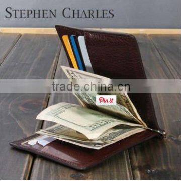 Italian leather money clip wallet / men travel money clip / slim leather money clip wallet