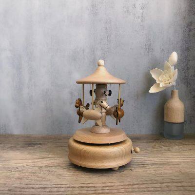 Handmade Wooden Rotating Music Box Creative Gift photo-5