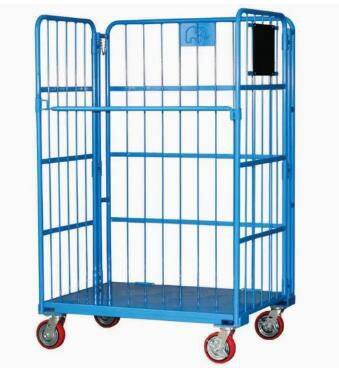 Wholesale Galvanized Folding Laundry Trolley Large Capacity Foldable Roll Container