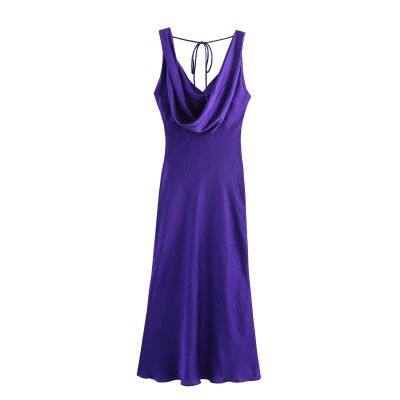 2025 New Fashionable Elegant Women's Midi Dress With Built-in Lingerie and Decorative Details