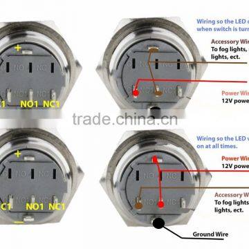 16mm Splash Resistant Blue Latching 12v Power Push Button Switch Ip65 photo-5