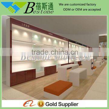 China commercial custom made wooden shoe racks for store displays