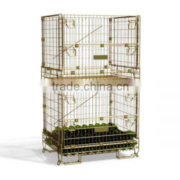 Foldable and stackable metal steel wire frame storage box