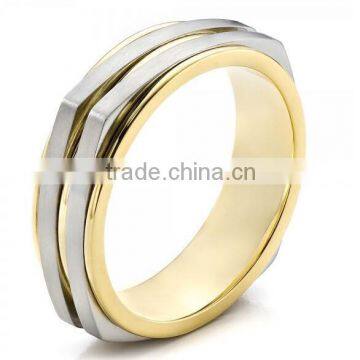 Men's Two-tone Wedding Band, Stainless Steel Men's Gold Ring Models