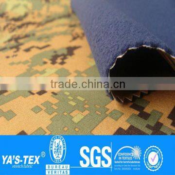 Waterproof Windproof Breathable Softshell Fabric/ Camouflage Printed 3 Layer Laminated Fleece Softshell Fabric