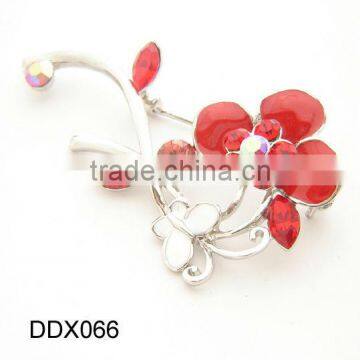 Safety pin flower brooch with rhinestone ,brooch in bulk,fancy brooch pin with stone
