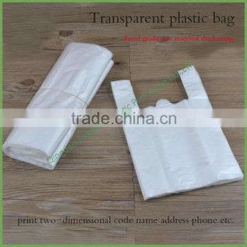 Chinese Manufacturer Bottom Gusset Transparent with vest Handle Plastic Bag for Take Out Food