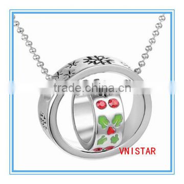 Vnistar wholesale Latest Christmas jewelry snowflake crystal Christmas necklace with round circle pendent for women VN022