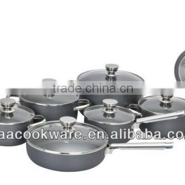 2015 New Products 12PCS High Quality 2.5mm Hard Anodized Aluminium Cookware Set With Induction Bottom For Wholesale