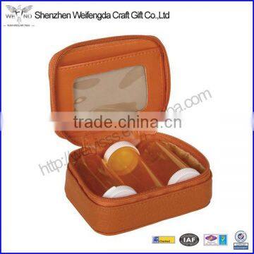 Orange womens pu leather travel pill box organizer