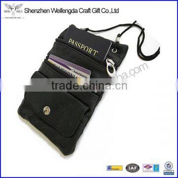 Cow Leather Passport Holder Card Holder Neck Pouch Wallet for Travel