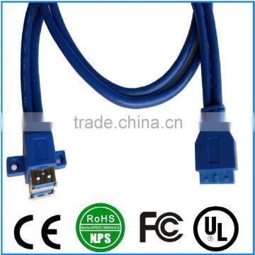 Dual USB3.0 AF to 20pin Cable Superspeed Extension Adapter Cable