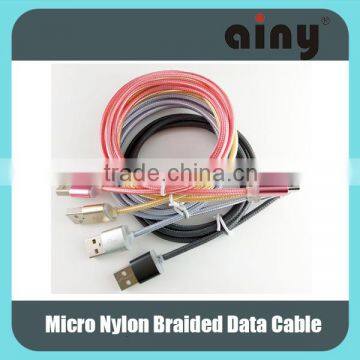 Durable Nylon Braided colored Micro USB Cable without led light