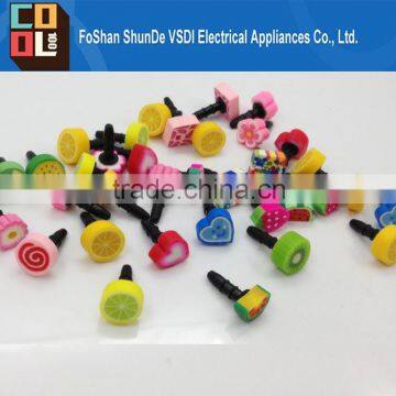 Promotion Gift Wholesale Cute Furit Earphone Jack Dust Cute Phone Accessories Anti dust 3.5mm Earphone Jack Plug for iPhone 6s