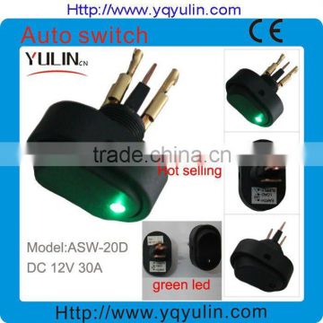 50pcs/lot 12mm green led 12VDC 30A auto switch