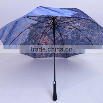 Automatic Hot Transfer Printing Canvas Oil Painting Umbrella and Windproof Golf Umbrella photo-2