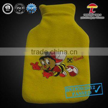 2000ml bs1970:2012 hot water bottle with yellow bee fleece cover