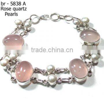 silver jewelry for girls pearl jewelry rose quartz bracelet 925 sterling bracelet silver wholesale jewelry