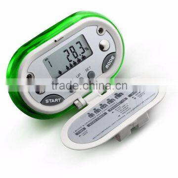 New pedometers that measure body fat by body electric resistance with flip cover