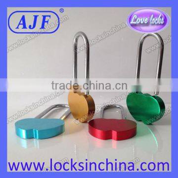AJF New Arrival Only Manufacturer Popular Wholesale Colored Aluminium Double Heart Shape Padlock photo-4