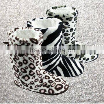 Ladies Non Slip Slipper Boots LEOPARD ZEBRA Indoor Warm Furry Slipper Boots