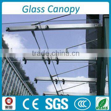 Exterior tempered glass canopy design