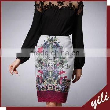 2016 New design Front Print Lady skirts