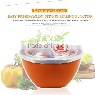 Allnice korean easy preservation 900ML round shape design PP inner stainless steel serving soup bowl for food with lid